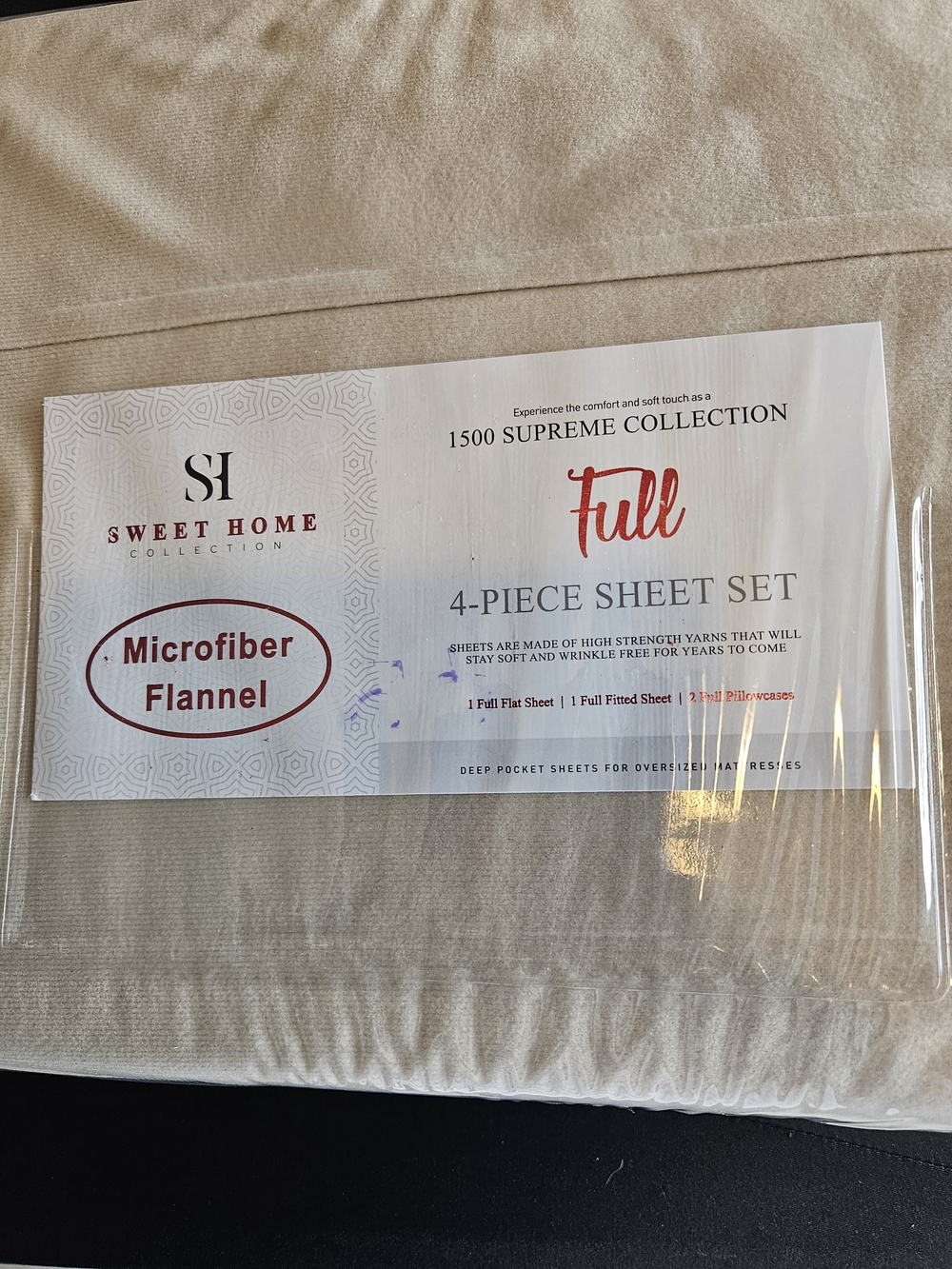 ® Supreme 1500 Collection 4pc Bed Sheet Set - Full Size, Beige Cream.